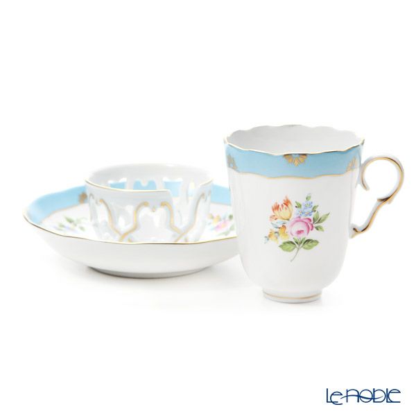 ヘレンド ローズチューリップブルー RTFB チョコレートカップ＆ソーサー 00713-0-00