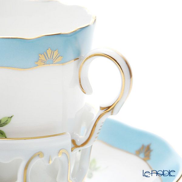 ヘレンド ローズチューリップブルー RTFB チョコレートカップ＆ソーサー 00713-0-00