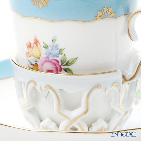 ヘレンド ローズチューリップブルー RTFB チョコレートカップ＆ソーサー 00713-0-00