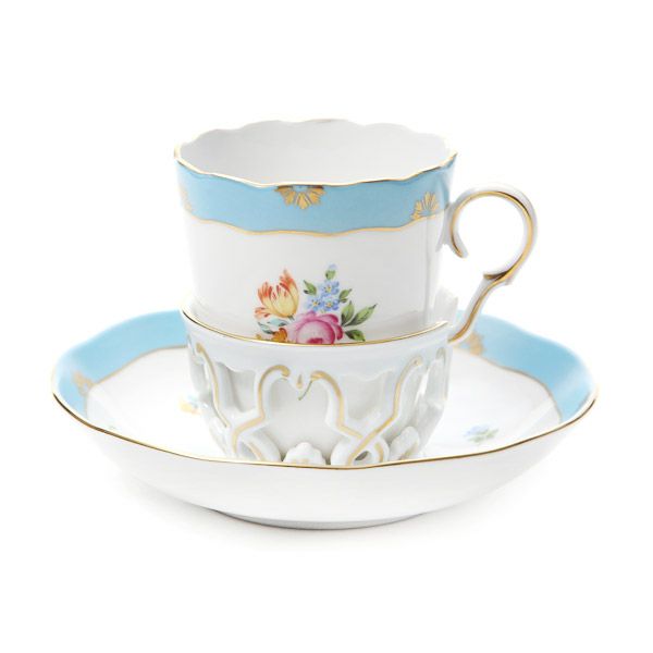 ヘレンド ローズチューリップブルー RTFB チョコレートカップ＆ソーサー 00713-0-00