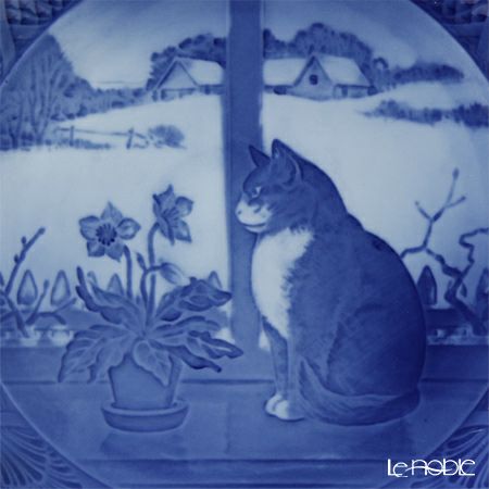 ロイヤルコペンハーゲン（Royal Copenhagen） イヤープレート 1970年／昭和45年 「クリスマスローズと猫」