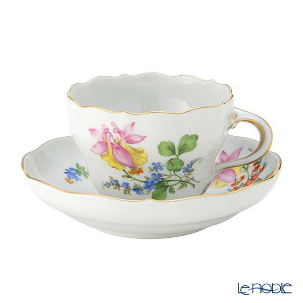 マイセン（Meissen） ベーシックフラワー（二つ花） コーヒーカップ＆ソーサー 200ml オダマキ 040110／00582／02