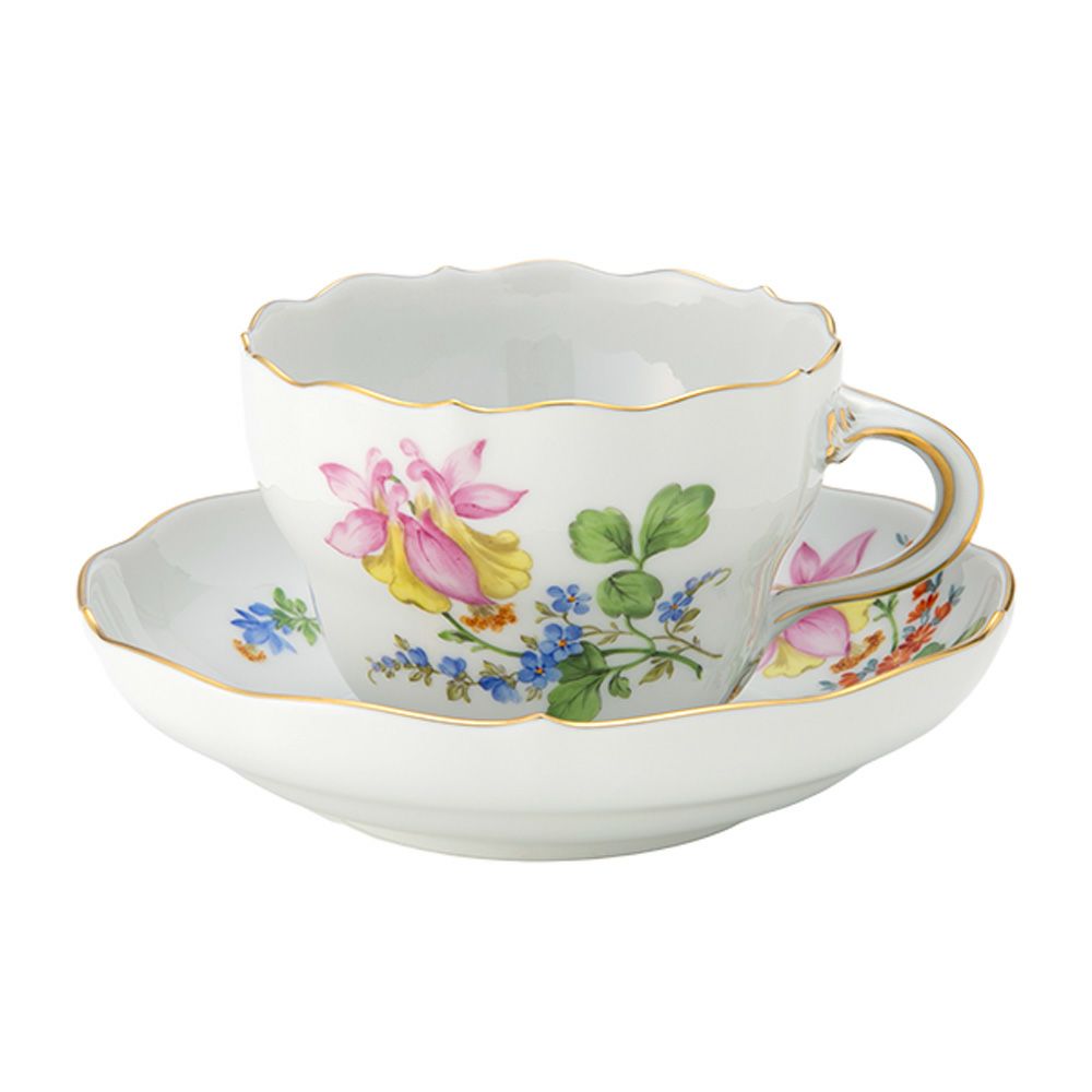 マイセン（Meissen） ベーシックフラワー（二つ花） コーヒーカップ＆ソーサー 200ml オダマキ 040110／00582／02