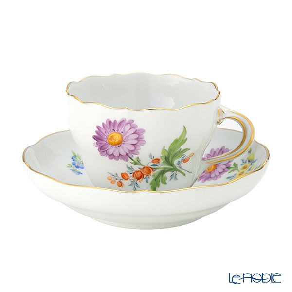 マイセン（Meissen） ベーシックフラワー（二つ花） コーヒーカップ＆ソーサー 200ml アスター 040110／00582／03