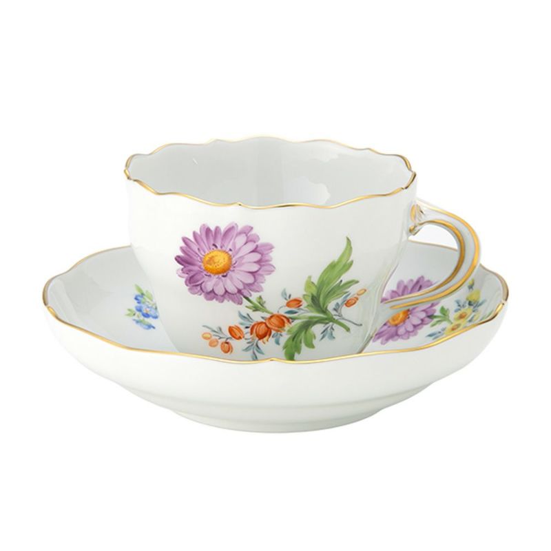 マイセン（Meissen） ベーシックフラワー（二つ花） コーヒーカップ＆ソーサー 200ml アスター 040110／00582／03