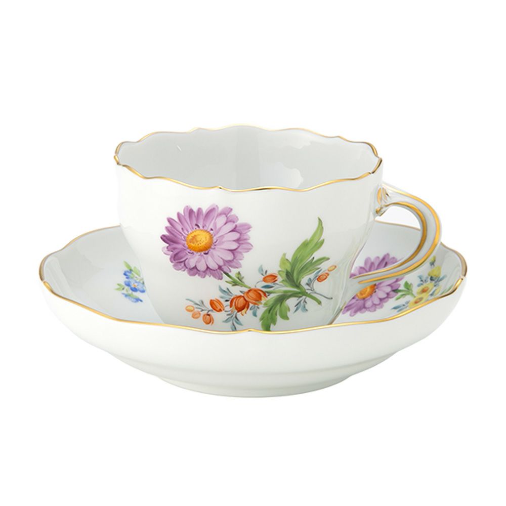 マイセン（Meissen） ベーシックフラワー（二つ花） コーヒーカップ＆ソーサー 200ml アスター 040110／00582／03