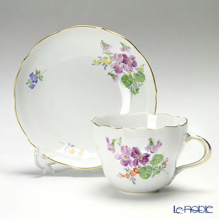 マイセン（Meissen） ベーシックフラワー（二つ花） 040110／00582／34 コーヒーカップ＆ソーサー 200ml Motiv No.34 スミレ