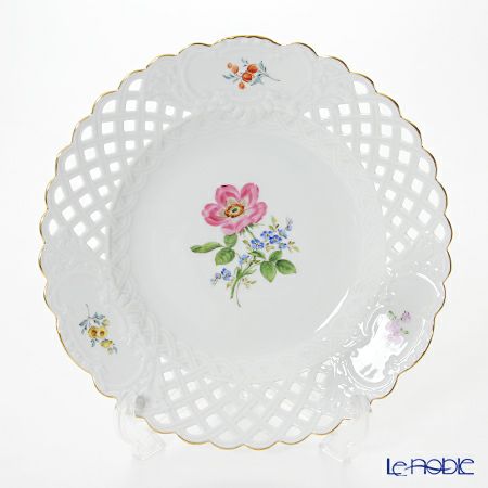 マイセン（Meissen） ベーシックフラワー（二つ花） 040110／54804／13 透かしプレート 29cm 野バラ