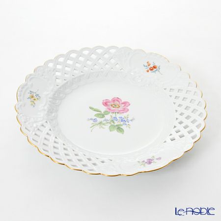 マイセン（Meissen） ベーシックフラワー（二つ花） 040110／54804／13 透かしプレート 29cm 野バラ