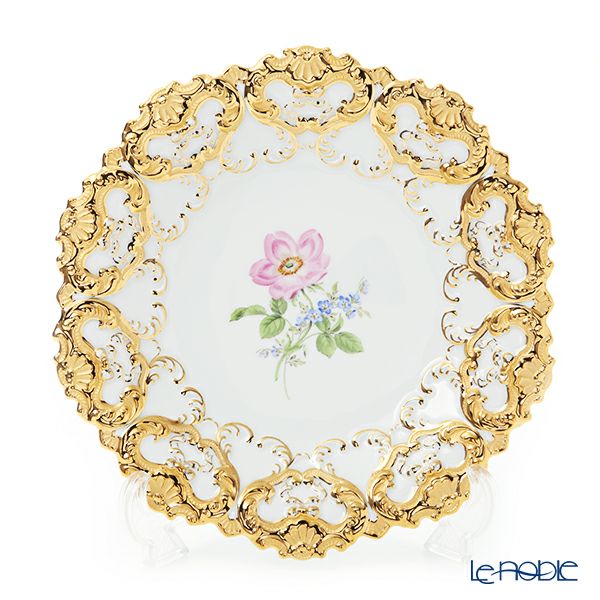 マイセン（Meissen） 040199／54101（54m02）／13 飾り皿（二つ花） 27cm Motiv No.13 野バラ