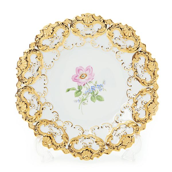 マイセン（Meissen） 040199／54101（54m02）／13 飾り皿（二つ花） 27cm Motiv No.13 野バラ