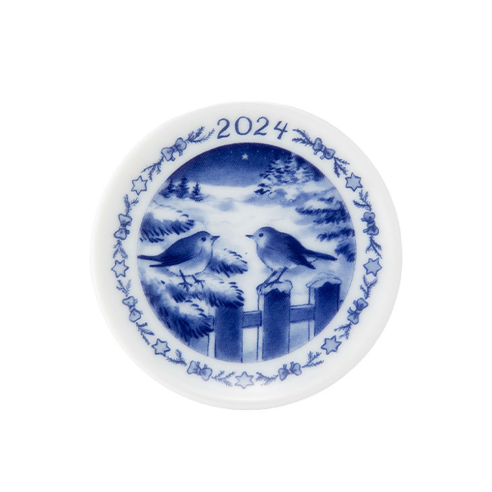 ロイヤルコペンハーゲン（Royal Copenhagen） ミニプラケット／ミニイヤープレート 8cm 2024年／令和6年 BIRDS IN THE SNOW 1070755