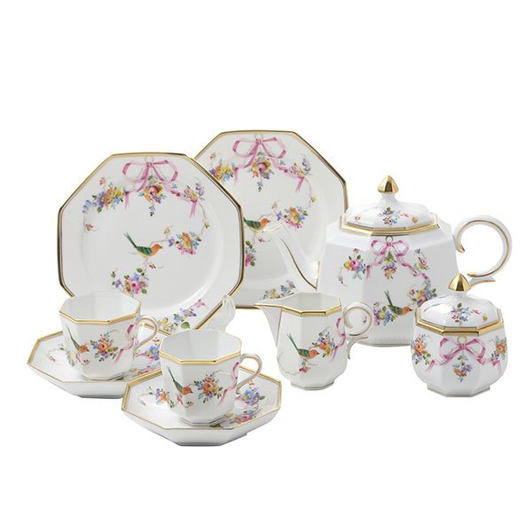 ヘレンド 地中海の庭 ティーセット オクタゴナル 2人用