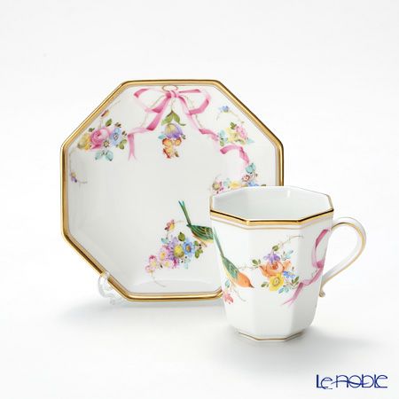 ヘレンド 地中海の庭 JM 04307-0-00 モカカップ＆ソーサー（オクタゴナル）