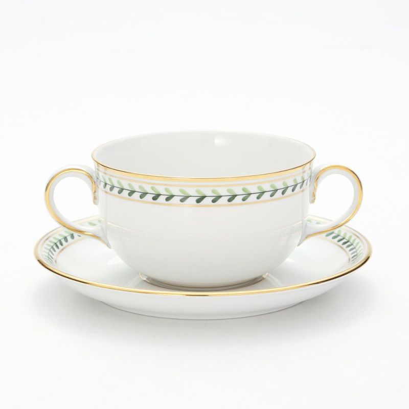 アウガルテン（AUGARTEN） ウィンナーリーフエッジ（5343） ブイヨンカップ＆ソーサー（001シューベルトシェイプ）