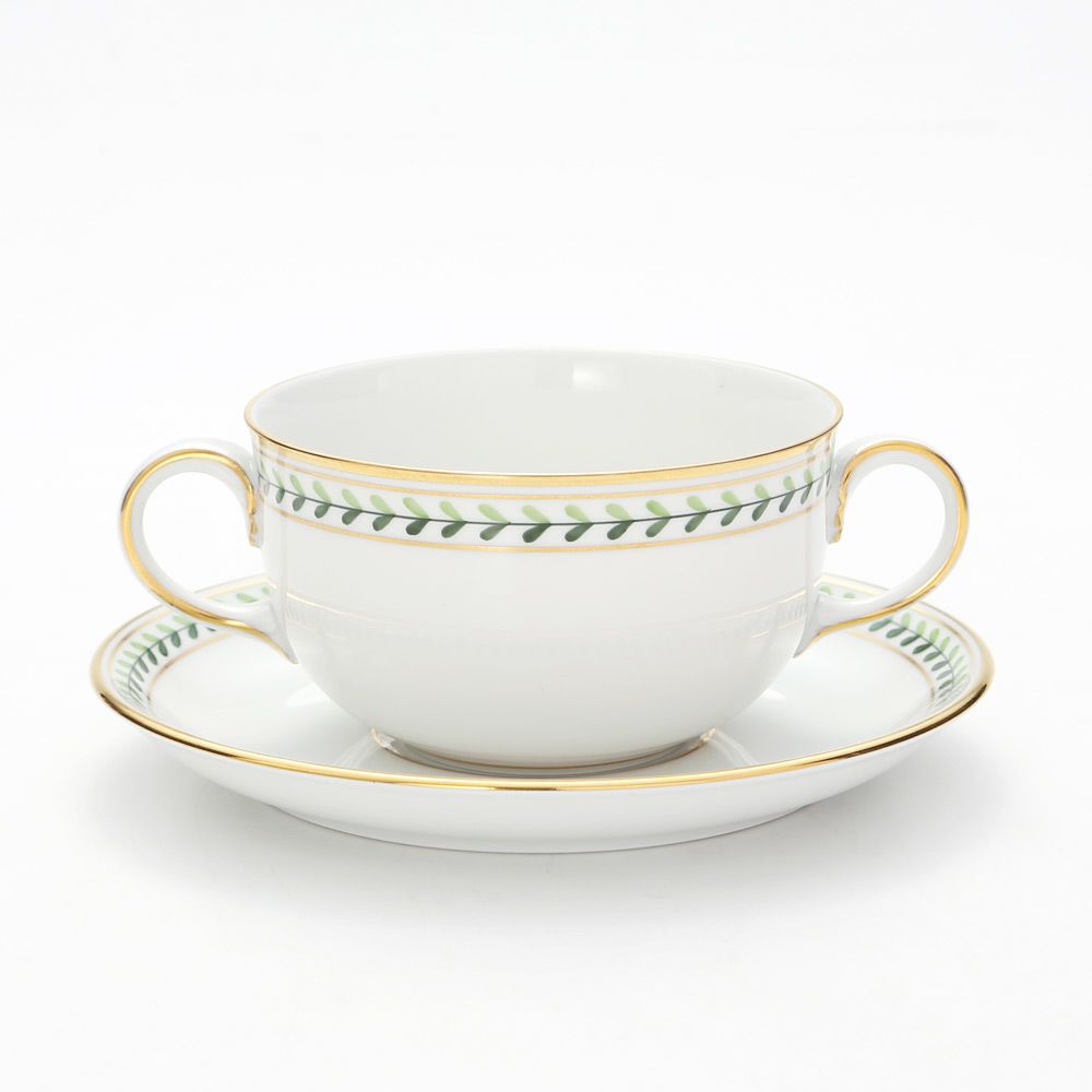 アウガルテン（AUGARTEN） ウィンナーリーフエッジ（5343） ブイヨンカップ＆ソーサー（001シューベルトシェイプ）