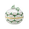 ヘレンド パセリグリーン PE ラウンドボックス（ローズ） 06033-0-09