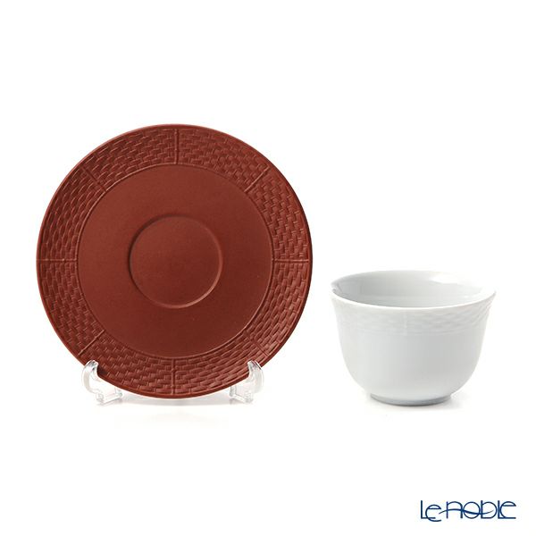 マイセン（Meissen） 歴代レリーフ 55956／85666 白磁カップ＆ベットガーセッ器ソーサー 1986年発表 網目模様