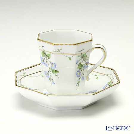 ヘレンド モーニンググローリー NY 04307-0-00 モカカップ＆ソーサー（オクタゴナル）