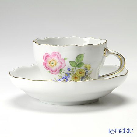 マイセン（Meissen） ベーシックフラワー（三つ花） 060110／00582／13 コーヒーカップ＆ソーサー 200ml Motiv No.13 野バラ