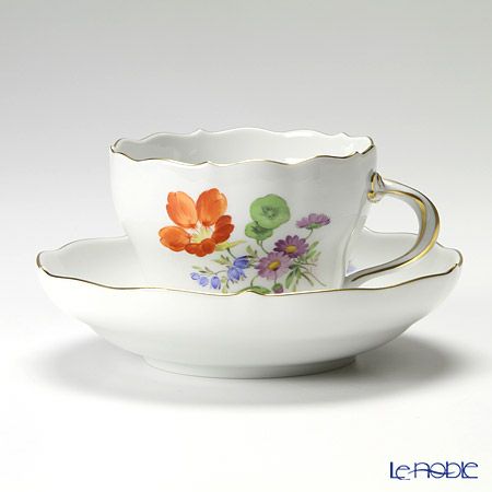 マイセン（Meissen） ベーシックフラワー（三つ花） 060110／00582／18 コーヒーカップ＆ソーサー 200ml Motiv No.18 キンレンカ