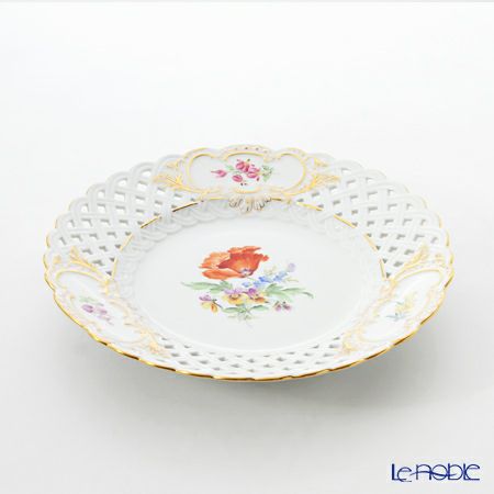 マイセン（Meissen） ベーシックフラワー（三つ花） 060192／54803／09 透かし飾皿 24cm Motiv No.9 ヒナゲシ