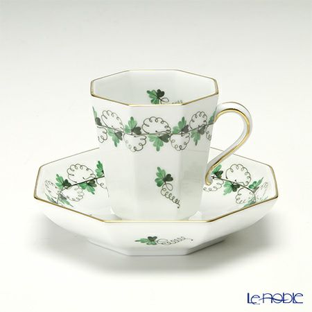 ヘレンド パセリグリーン PE 04307-0-00 モカカップ＆ソーサー（オクタゴナル）