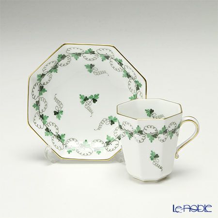 ヘレンド パセリグリーン PE 04307-0-00 モカカップ＆ソーサー（オクタゴナル）