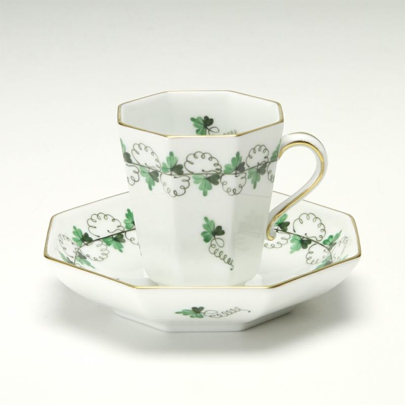ヘレンド パセリグリーン PE 04307-0-00 モカカップ＆ソーサー（オクタゴナル）