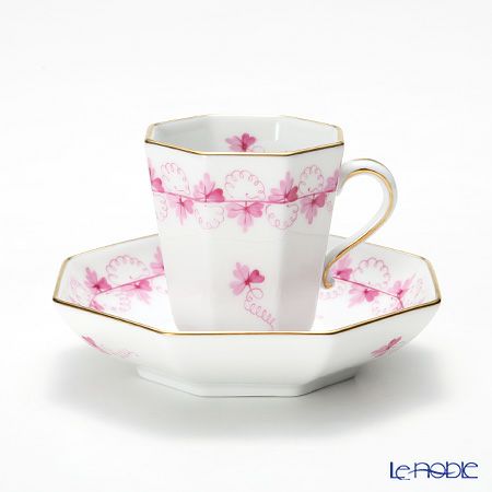 ヘレンド パセリピンク PEP 04307-0-00 モカカップ＆ソーサー（オクタゴナル）