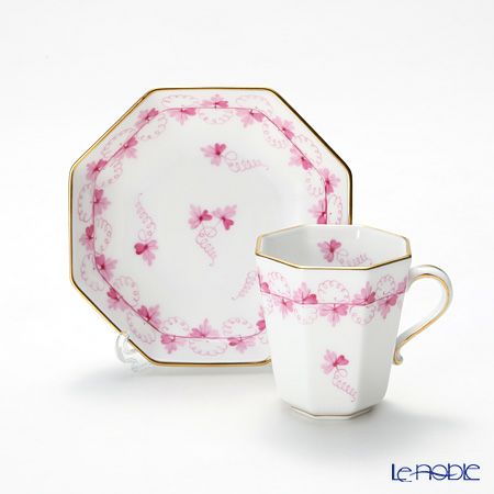 ヘレンド パセリピンク PEP 04307-0-00 モカカップ＆ソーサー（オクタゴナル）