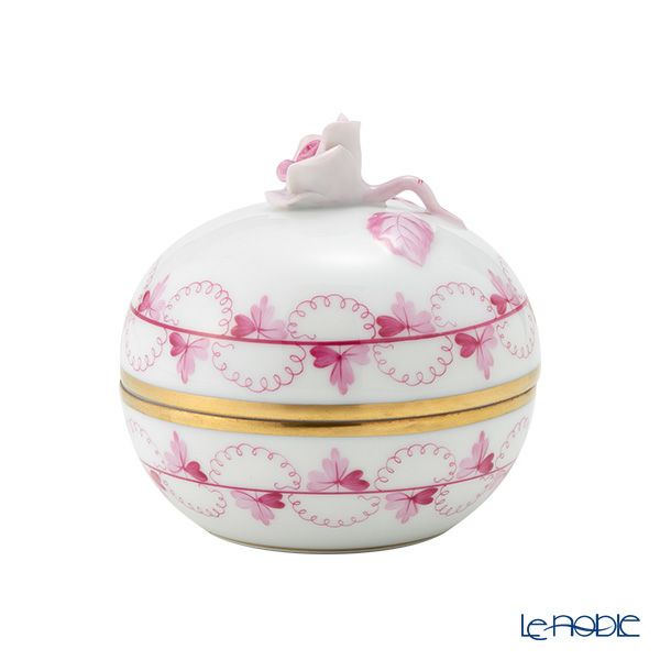 ヘレンド パセリピンク PEP ラウンドボックス（ローズ） 06033-0-09