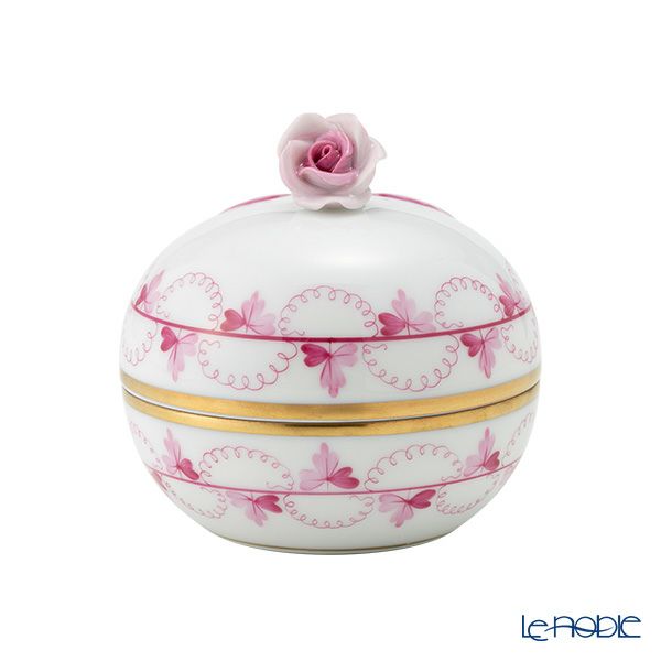 ヘレンド パセリピンク PEP ラウンドボックス（ローズ） 06033-0-09