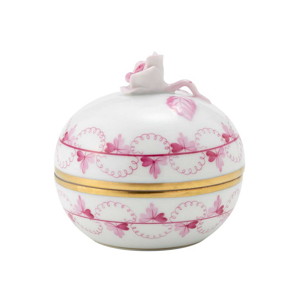 ヘレンド パセリピンク PEP ラウンドボックス（ローズ） 06033-0-09