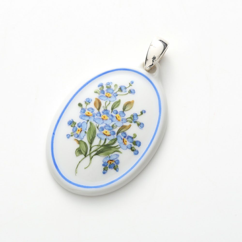 アウガルテン（AUGARTEN） 忘れな草（6690） ブルーライン ペンダント（銀金具）