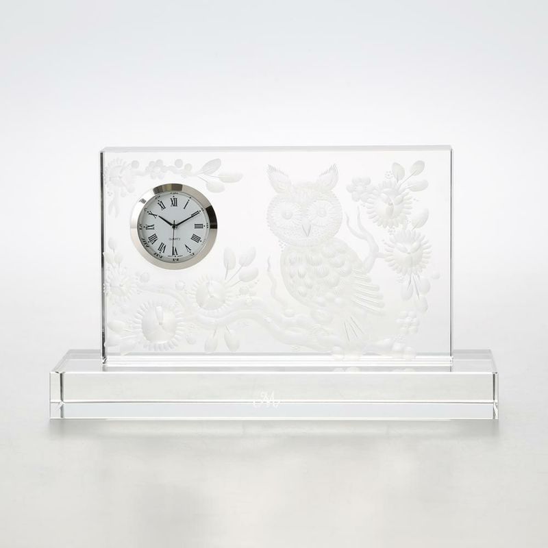 マイセン（Meissen） マイセンクリスタル クロック フクロウ（クリア） H11cm OWL Motiv 1