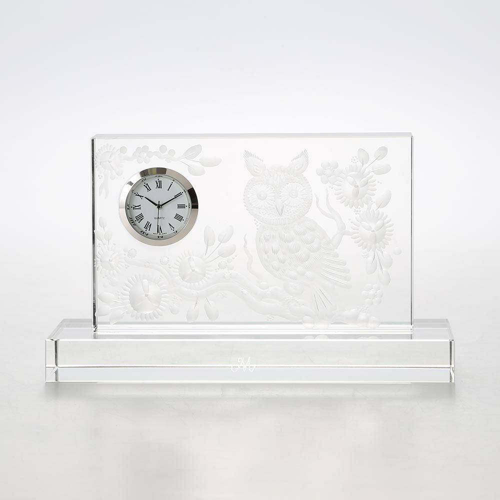 マイセン（Meissen） マイセンクリスタル クロック フクロウ（クリア） H11cm OWL Motiv 1