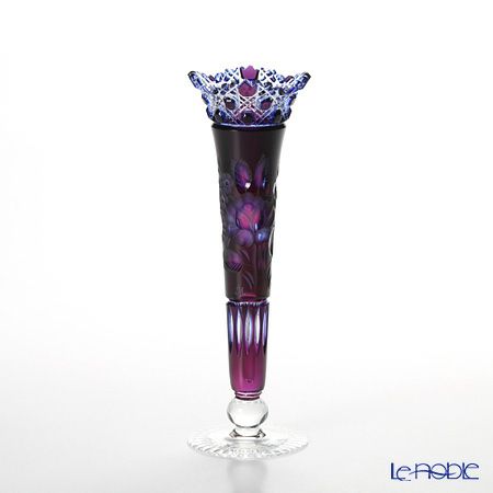 マイセン（Meissen） マイセンクリスタル 一輪挿し 23cm（被せ赤青） D／MFO／1024／23-1