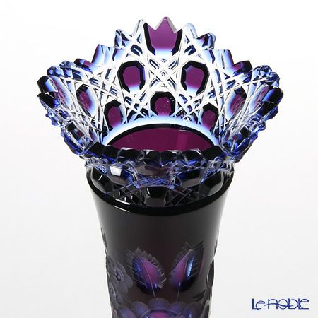 マイセン（Meissen） マイセンクリスタル 一輪挿し 23cm（被せ赤青） D／MFO／1024／23-1