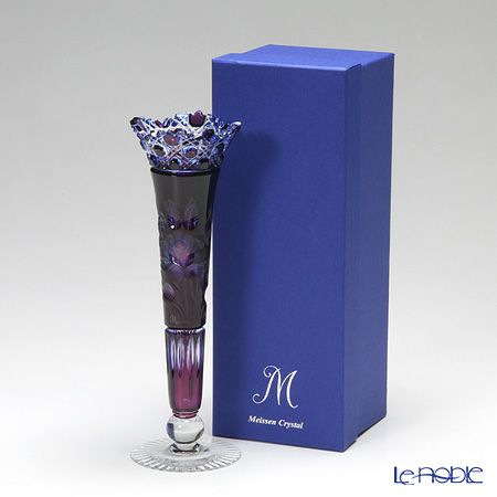 マイセン（Meissen） マイセンクリスタル 一輪挿し 23cm（被せ赤青） D／MFO／1024／23-1