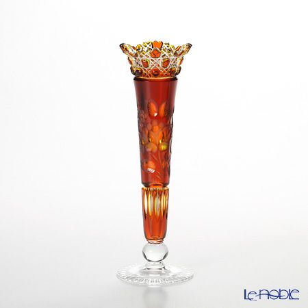 マイセン（Meissen） マイセンクリスタル 一輪挿し 23cm（被せ赤黄） D／MFO／1024／23-2