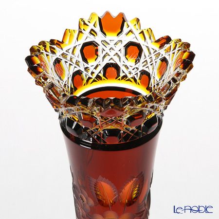 マイセン（Meissen） マイセンクリスタル 一輪挿し 23cm（被せ赤黄） D／MFO／1024／23-2