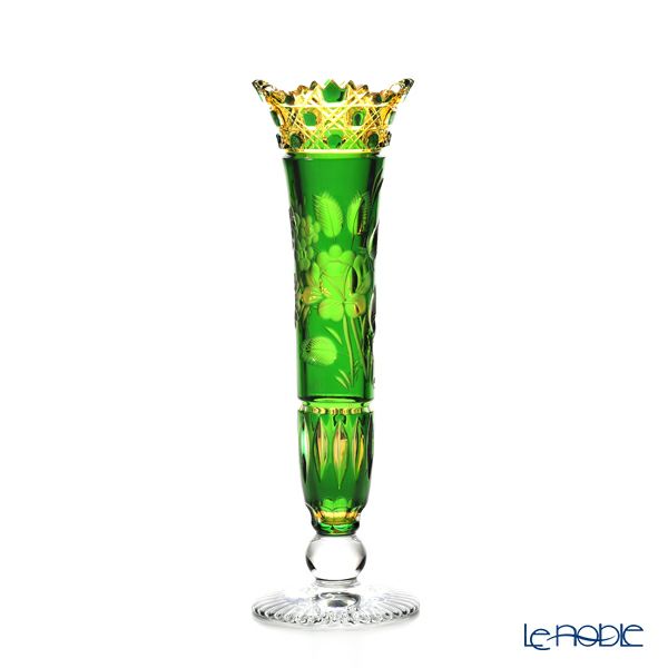 マイセン（Meissen） マイセンクリスタル 一輪挿し 23cm（被せ黄緑） D／MFO／1024／23-3