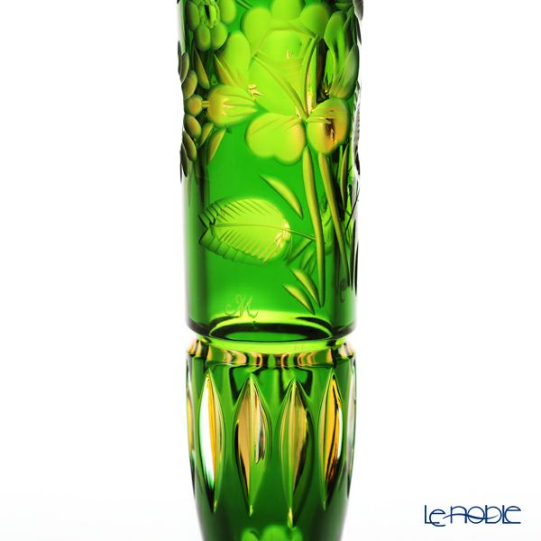 マイセン（Meissen） マイセンクリスタル 一輪挿し 23cm（被せ黄緑） D／MFO／1024／23-3