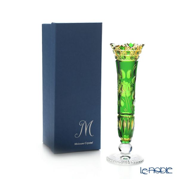 マイセン（Meissen） マイセンクリスタル 一輪挿し 23cm（被せ黄緑） D／MFO／1024／23-3