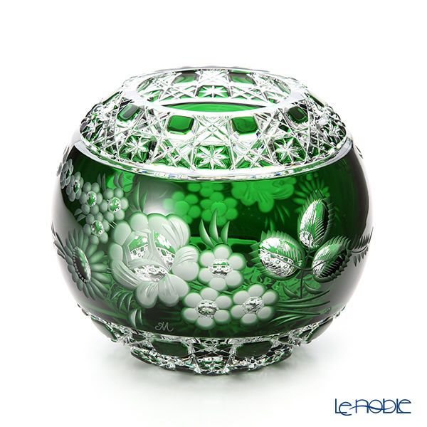 マイセン（Meissen） マイセンクリスタル MFO／140／16G 花瓶ラウンド（グリーン） 16cm