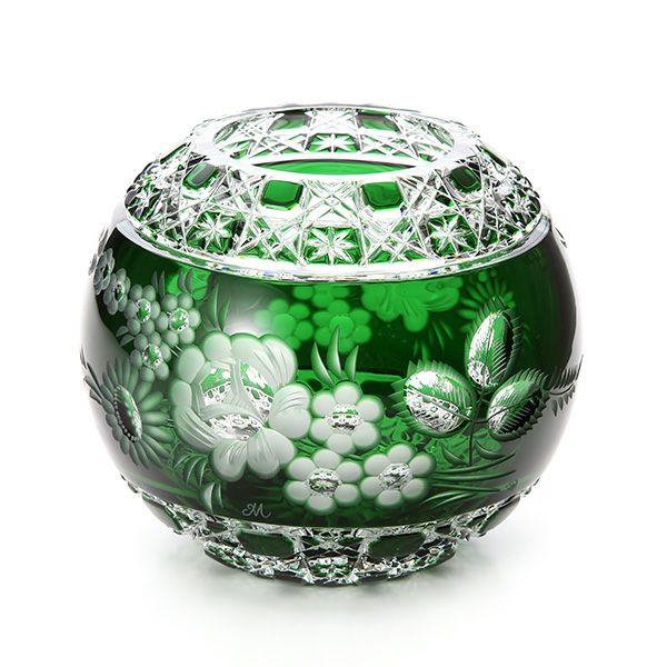 マイセン（Meissen） マイセンクリスタル MFO／140／16G 花瓶ラウンド（グリーン） 16cm