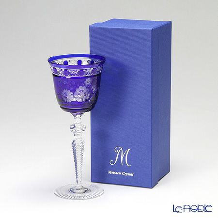 マイセン（Meissen） マイセンクリスタル ロンドンフラワー ワイングラス 20.9cm（ブルー） MFO／3517／2B
