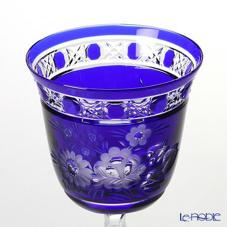 マイセン（Meissen） マイセンクリスタル ロンドンフラワー ワイングラス 20.9cm（ブルー） MFO／3517／2B