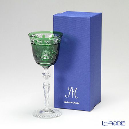 マイセン（Meissen） マイセンクリスタル ロンドンフラワー ワイングラス 20.9cm（グリーン） MFO／3517／2G